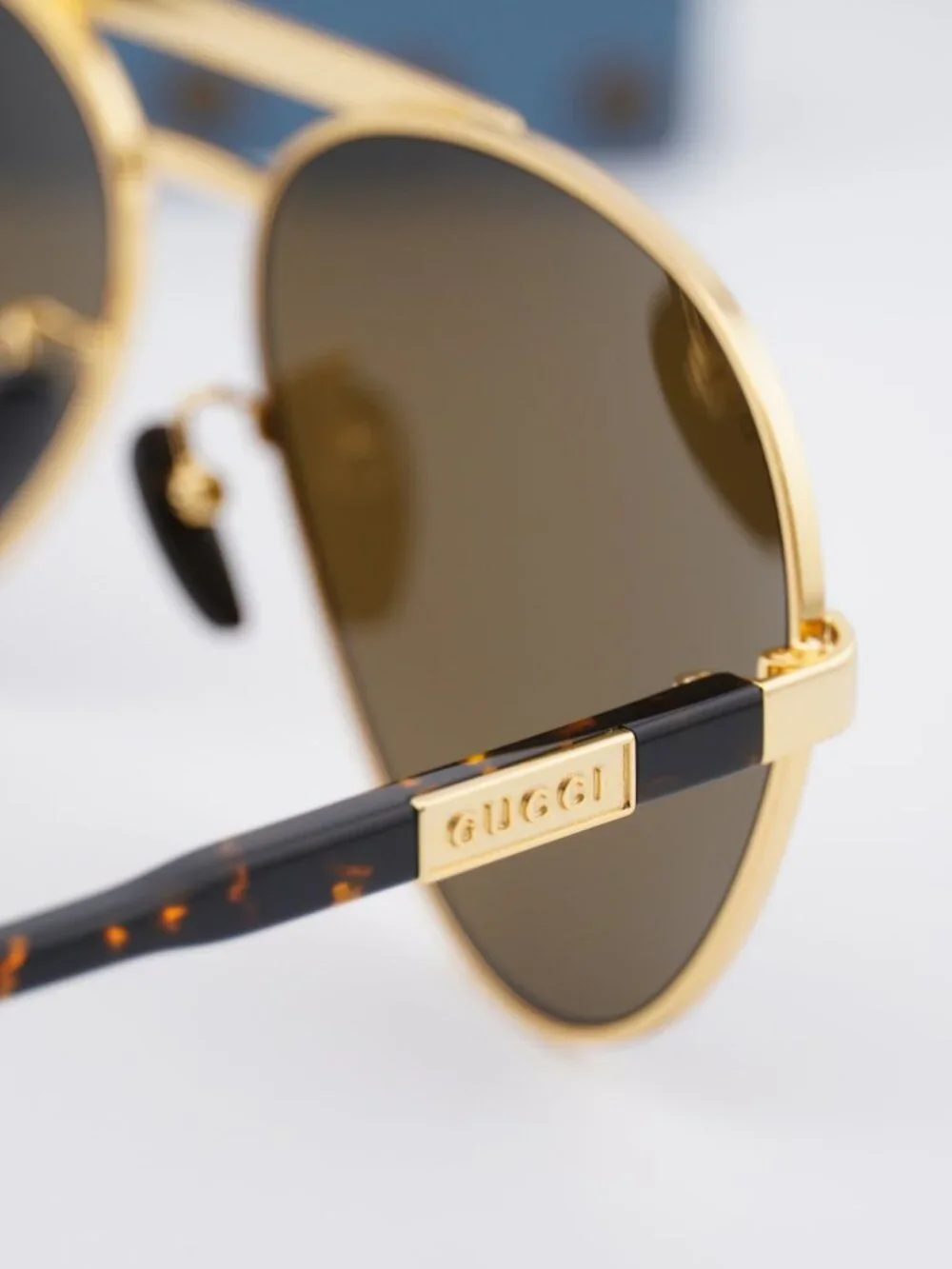 Gucci GG1163S 004 Aviator Sunglasses - Gold/Havana / Brown